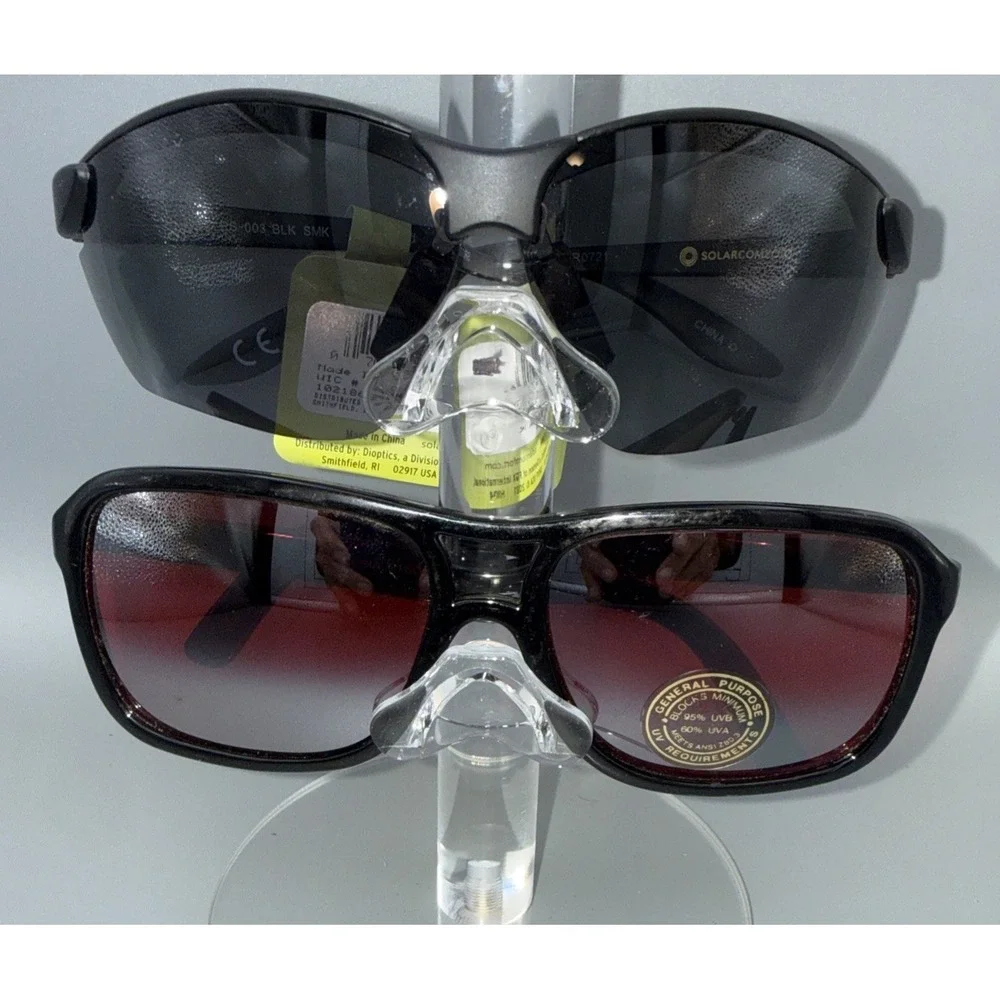 2 pair black NWT Sunglasses Authentic 100% UVA POLARIZED Wrap & Square Frames